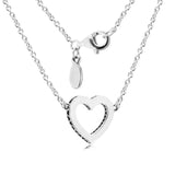 Heart Necklace & Pendant Clear CZ 925 Silver Women 13N031