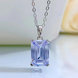 S925 Silver Necklace with Geometric 8 * 12 Inlaid Pendant