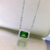 S925 Silver Necklace Emerald Cutting Pendant Summer Jewelry