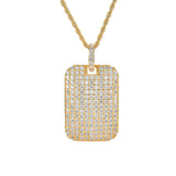 Hip Hop Rhinestone Necklace Men Square Pendant Chain