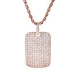 Hip Hop Rhinestone Necklace Men Square Pendant Chain