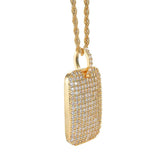 Hip Hop Rhinestone Necklace Men Square Pendant Chain