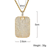 Hip Hop Rhinestone Necklace Men Square Pendant Chain