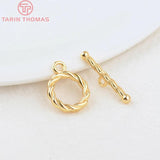 24K Plated Brass Twisted Round Bracelet Toggle Clasps