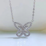925 Silver Bow Necklace Diamond Collar Chain Pendant Jewelry
