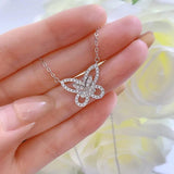 925 Silver Bow Necklace Diamond Collar Chain Pendant Jewelry