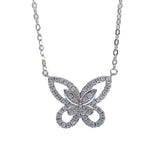 925 Silver Bow Necklace Diamond Collar Chain Pendant Jewelry