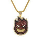 CZ Cartoon Fire Man Pendant Chain Necklace