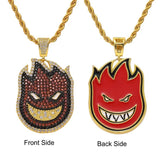 CZ Cartoon Fire Man Pendant Chain Necklace