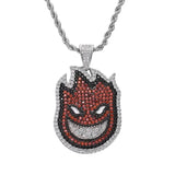 CZ Cartoon Fire Man Pendant Chain Necklace