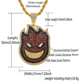 CZ Cartoon Fire Man Pendant Chain Necklace