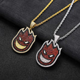 CZ Cartoon Fire Man Pendant Chain Necklace