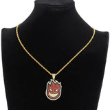 CZ Cartoon Fire Man Pendant Chain Necklace