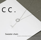 925 Silver Infinity Long Chain Pearl Pendant Necklace