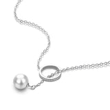 925 Silver Infinity Long Chain Pearl Pendant Necklace