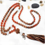 8mm Rudraksha Agate Sandalwood Beads Necklace Yoga Mental Relief