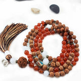8mm Rudraksha Agate Sandalwood Beads Necklace Yoga Mental Relief