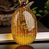 Natural Amber Amulet Necklace Round Bead Sweater Chain Pendant