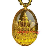 Natural Amber Amulet Necklace Round Bead Sweater Chain Pendant