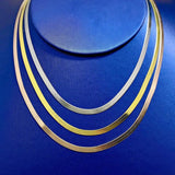 Flat Snake Collar Chain 925 Silver Necklace with 18k Plated