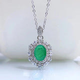 S925 Silver Emerald Necklace 7 * 9 Pendant Female
