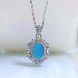 S925 Silver Emerald Necklace 7 * 9 Pendant Female