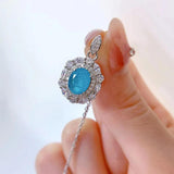 S925 Silver Emerald Necklace 7 * 9 Pendant Female