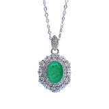 S925 Silver Emerald Necklace 7 * 9 Pendant Female