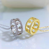 925 Silver Dew Diamond Necklace Women's Collar Chain Pendant Retro