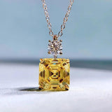 925 Silver Necklace Yellow Diamond Pendant Women's Versatile