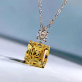 925 Silver Necklace Yellow Diamond Pendant Women's Versatile