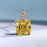 925 Silver Necklace Yellow Diamond Pendant Women's Versatile