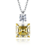 925 Silver Necklace Yellow Diamond Pendant Women's Versatile