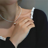 Freshwater Pearl Necklace Choker Vintage Round Beads Chain Pendant 14K Filled