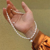Freshwater Pearl Necklace Choker Vintage Round Beads Chain Pendant 14K Filled
