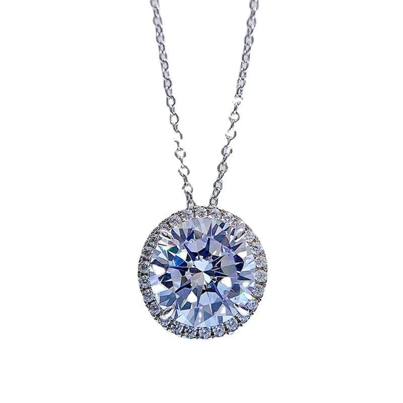 D-color Diamond Pendant 11.0 CT Collar Chain Necklace 38+5