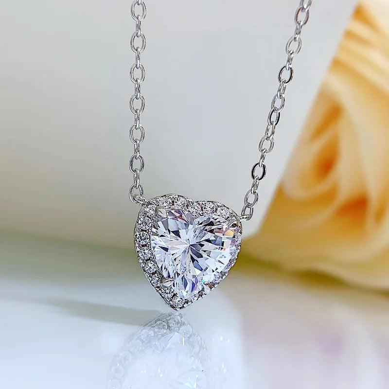 S925 Silver 2-carat Love Necklace Pendant Women's High Carbon Diamond Pendant