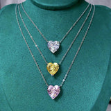 S925 Love Yellow Diamond Necklace Women's Neck Chain