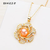 Natural Large Bead Pearl Necklace Pendant  Adjustable Zircon Chain Gift