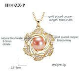 Natural Large Bead Pearl Necklace Pendant  Adjustable Zircon Chain Gift