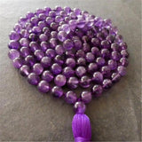 8mm Amethyst 108 Beads Tassel Necklace Spirituality Tibetan Yoga Prayer