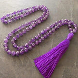 8mm Amethyst 108 Beads Tassel Necklace Spirituality Tibetan Yoga Prayer