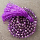 8mm Amethyst 108 Beads Tassel Necklace Spirituality Tibetan Yoga Prayer