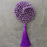 8mm Amethyst 108 Beads Tassel Necklace Spirituality Tibetan Yoga Prayer