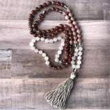 8mm Rhodochrosite 108 Beads Tassel Necklace Reiki Wristband
