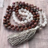 8mm Rhodochrosite 108 Beads Tassel Necklace Reiki Wristband