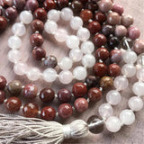 8mm Rhodochrosite 108 Beads Tassel Necklace Reiki Wristband