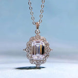 925 Silver Emerald Cut 6 * 9 Necklace Pendant Women's Heroic Ins Style