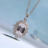 925 Silver Emerald Cut 6 * 9 Necklace Pendant Women's Heroic Ins Style