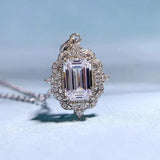 925 Silver Emerald Cut 6 * 9 Necklace Pendant Women's Heroic Ins Style